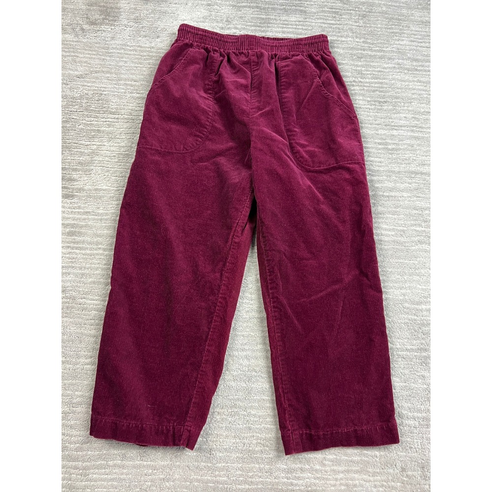 Bocco Petite Pants Women PS Burgundy Corduroy Elastic Waist Straight Leg Vintage
